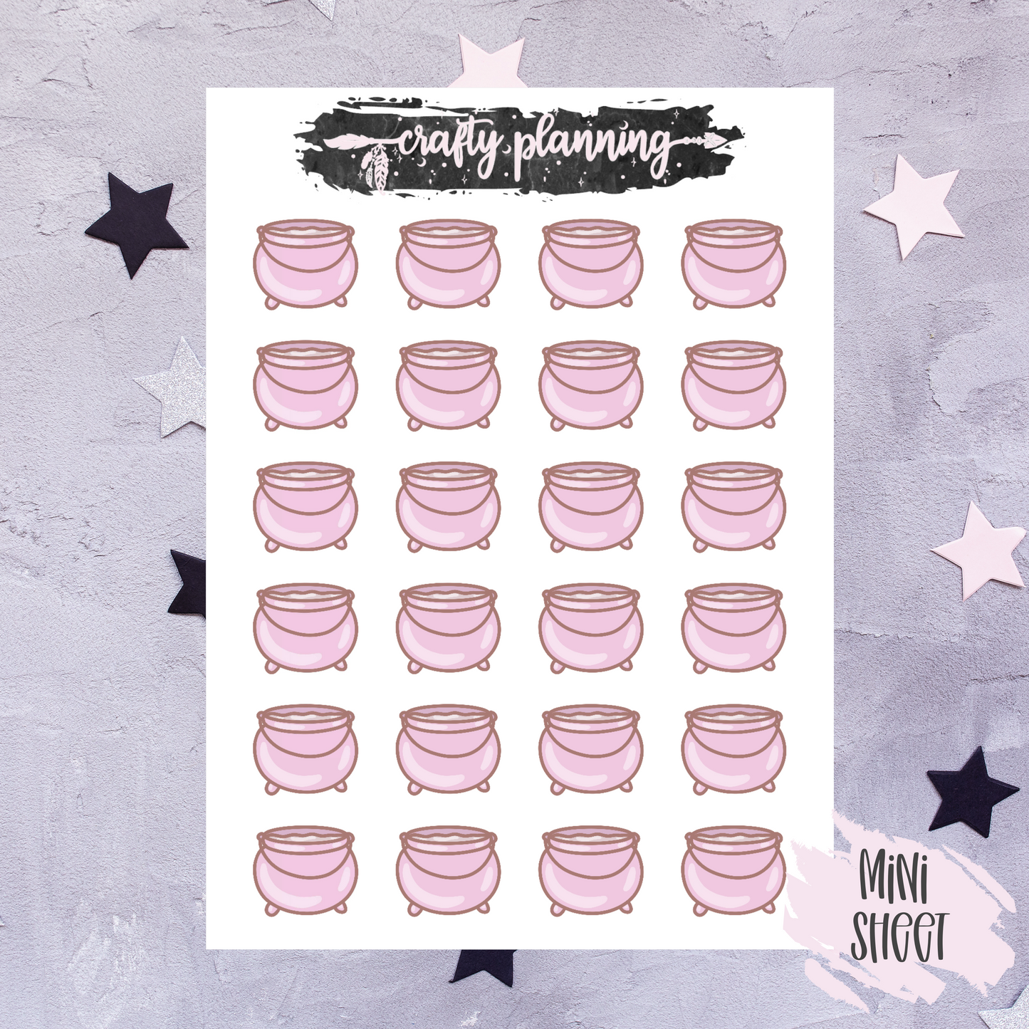 Cauldron Stickers, Pink Witch Stickers, Doodle Stickers, Witchcraft Stickers, Magic Stickers, Witch Functional, Witch Planner Stickers