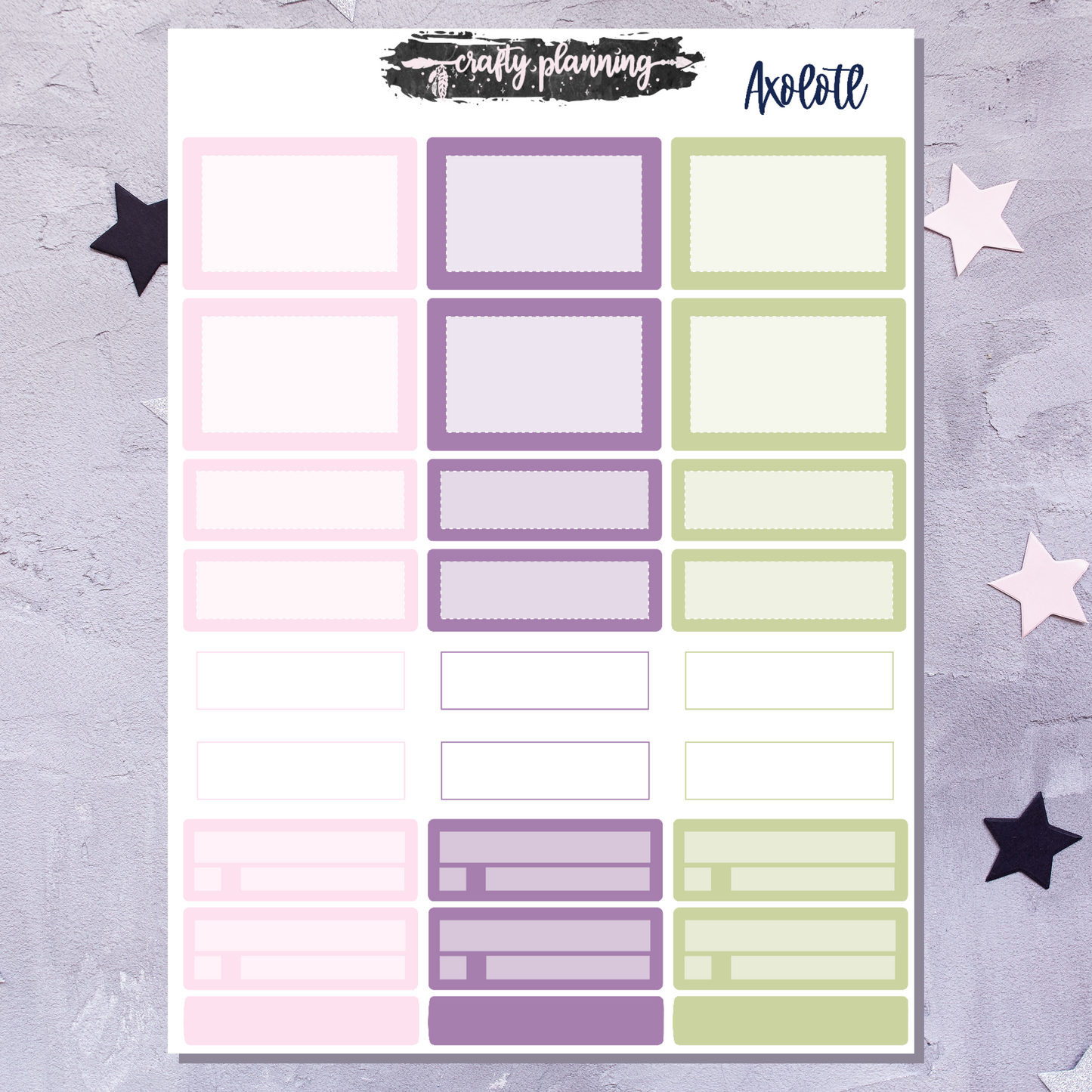 Axolotl - A La Carte - Weekly Vertical Planner Kit