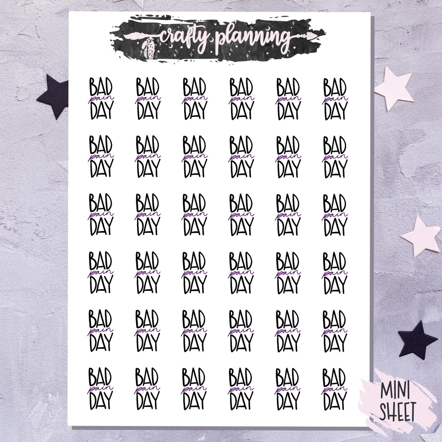 Bad Pain Day - Fibro Stickers - Mini Sticker Sheet