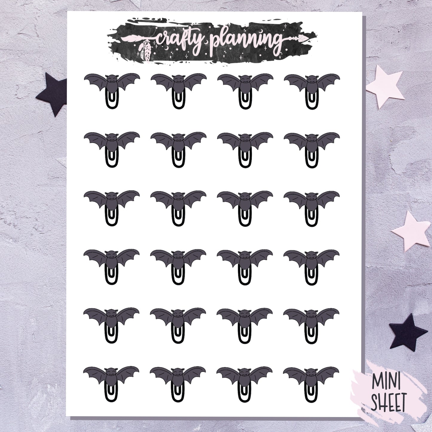 Bat Clips - Hand Drawn Mini Sticker Sheet
