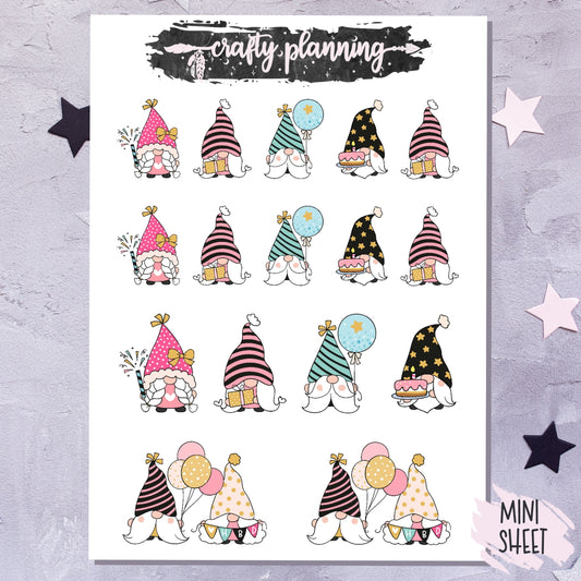 Birthday Gnomes - Mini Sticker Sheet