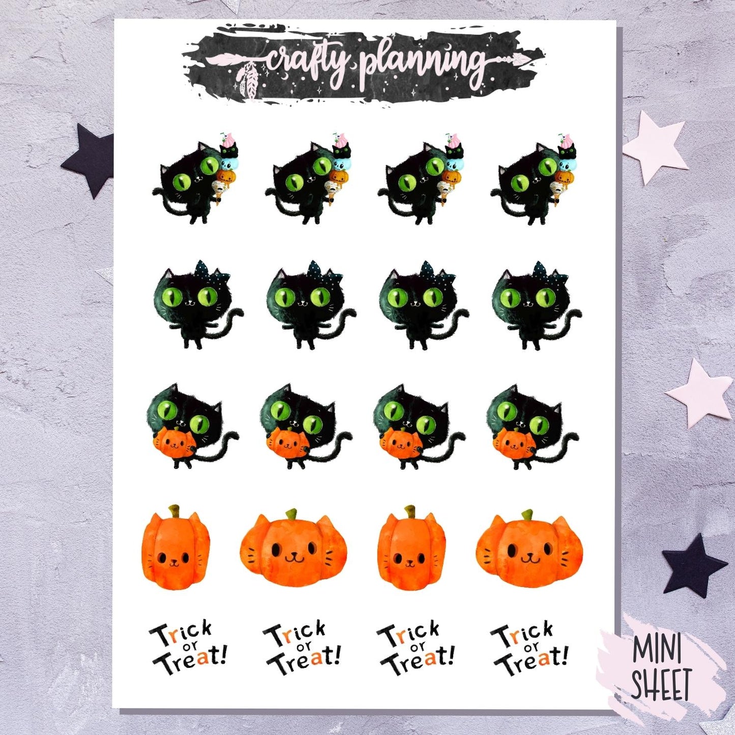 Black Cats & Pumpkins - Mini Sticker Sheet