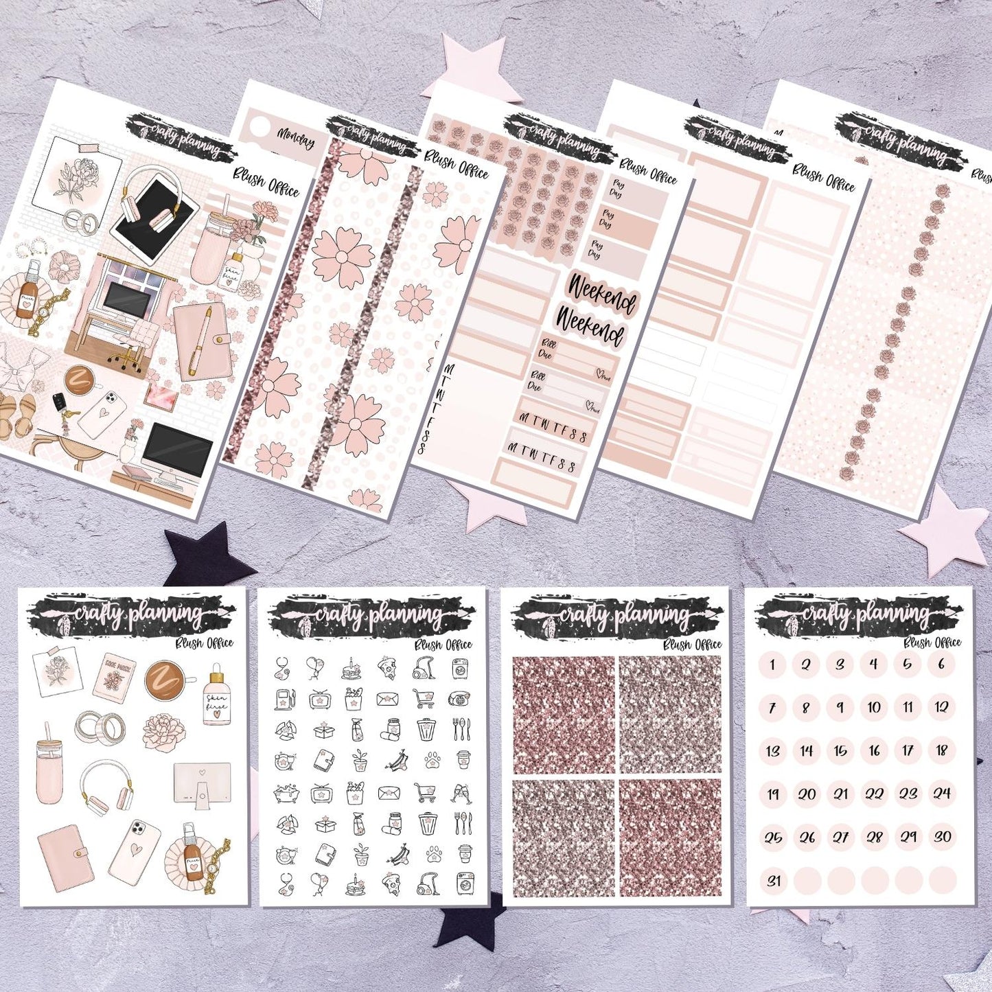 Blush Office - A La Carte - Weekly Vertical Planner Kit