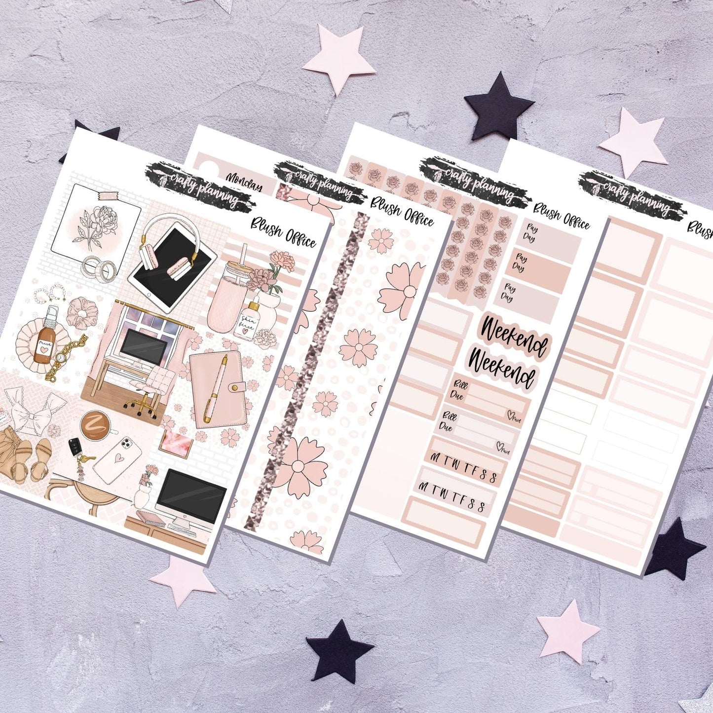 Blush Office - A La Carte - Weekly Vertical Planner Kit