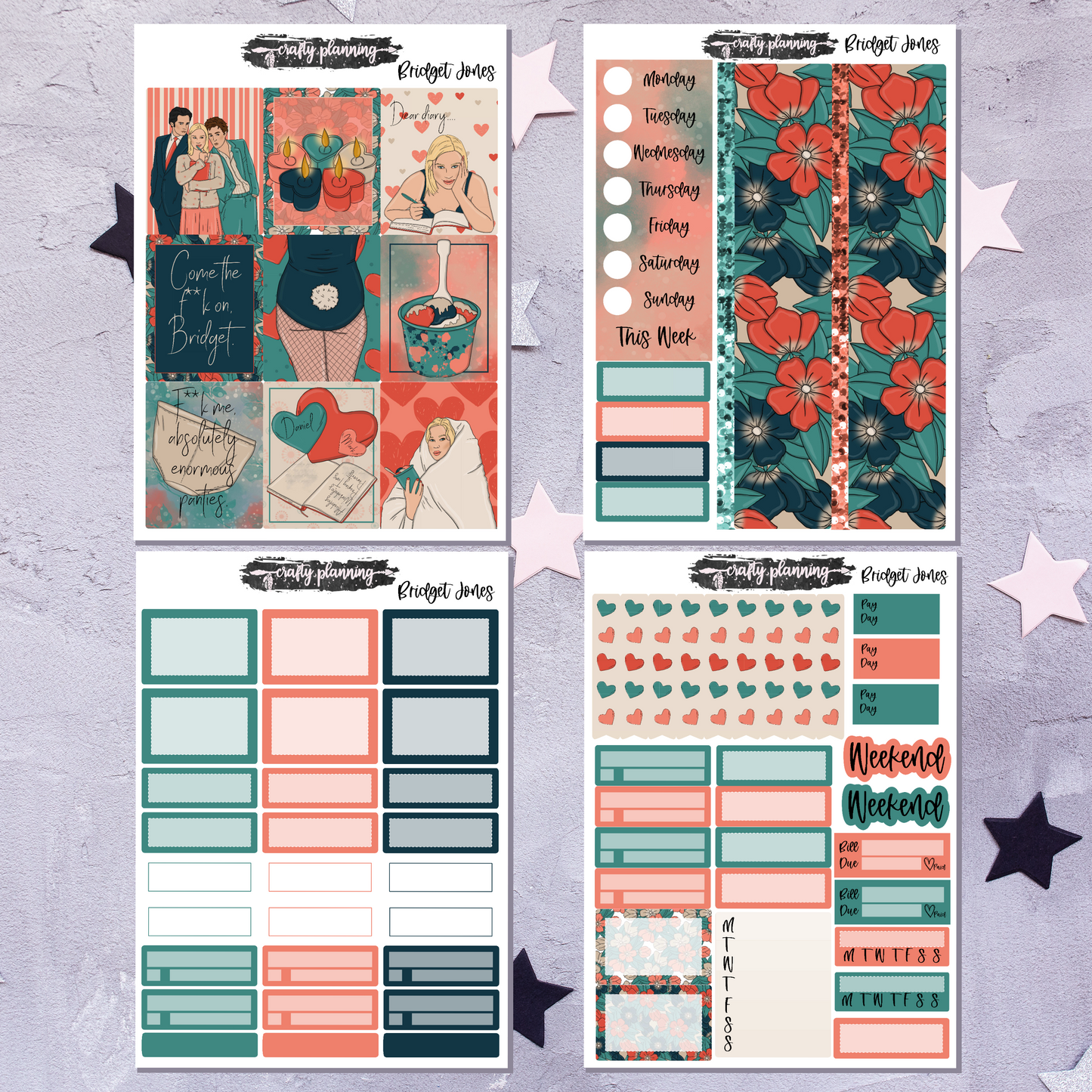 Bridget Jones - A La Carte - Weekly Vertical Planner Kit