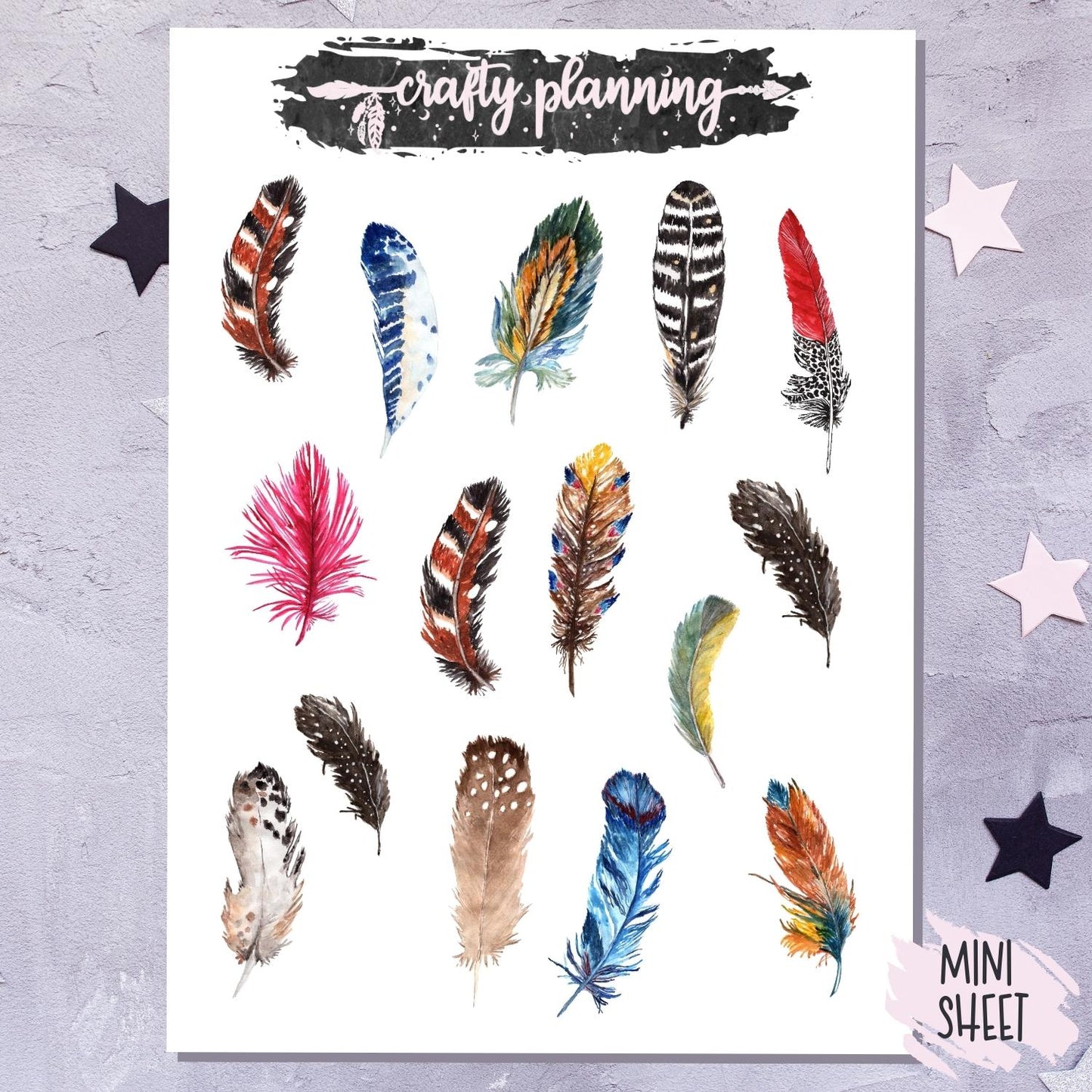 Bright Feathers - Mini Sticker Sheet