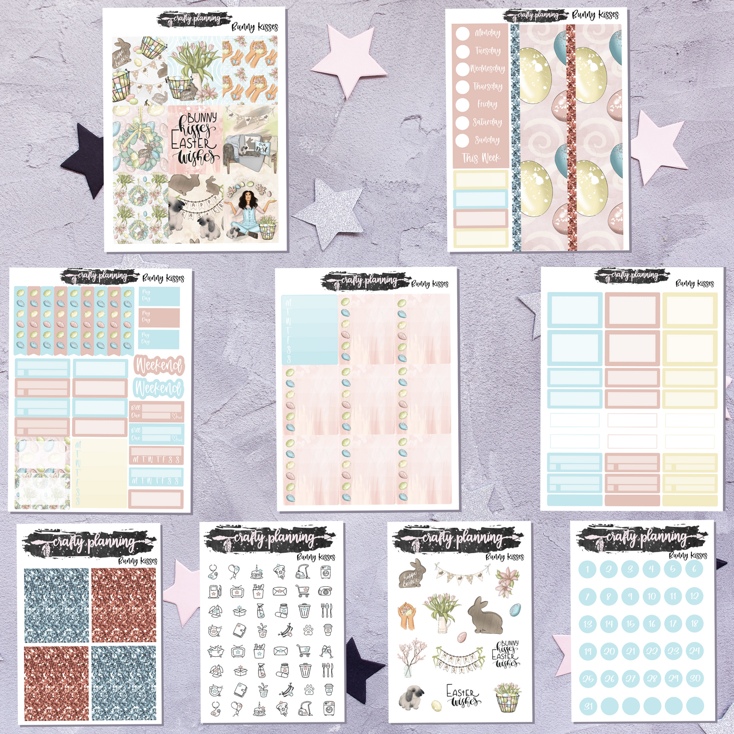 Bunny Kisses - A La Carte - Weekly Vertical Planner Kit