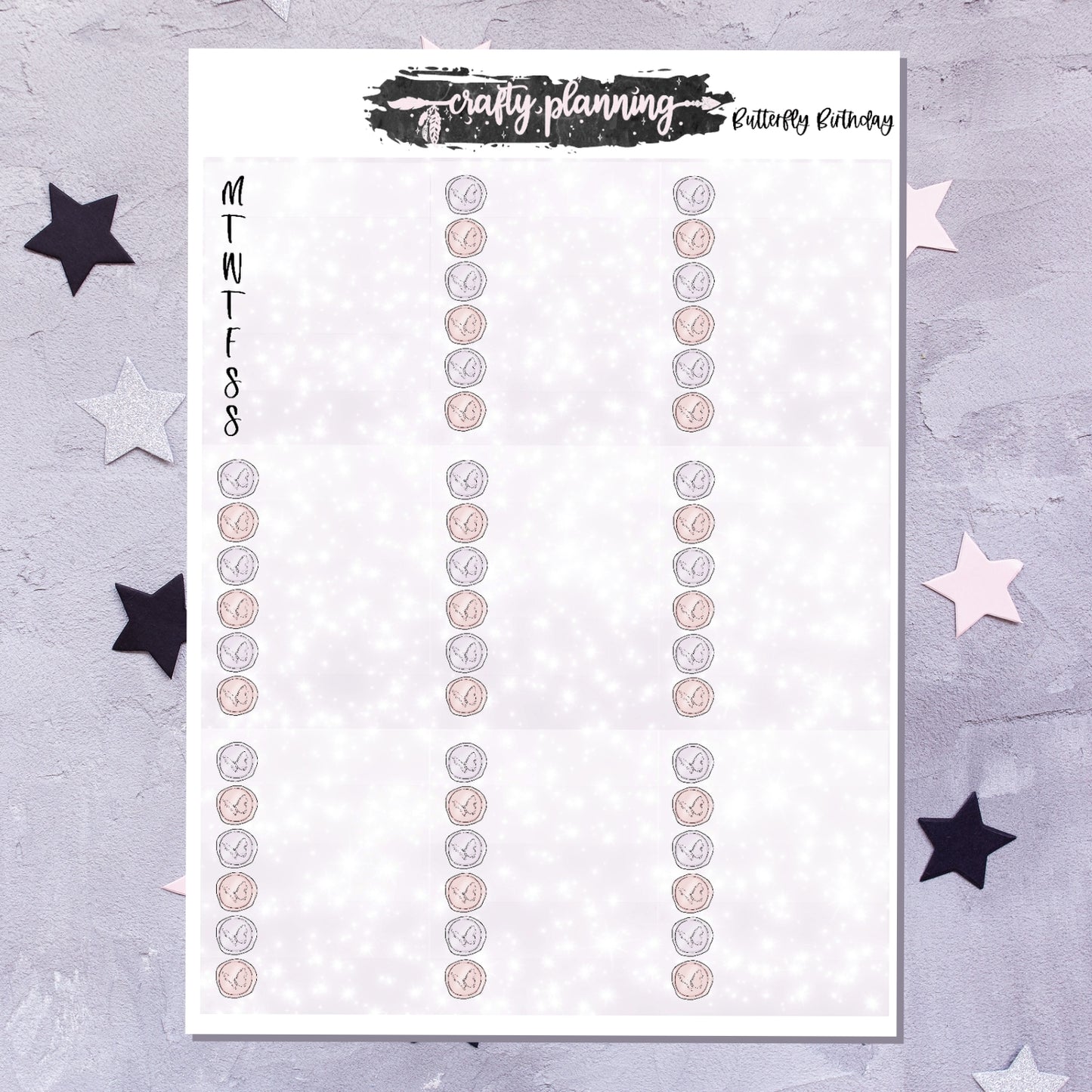 Butterfly Birthday - A La Carte - Weekly Vertical Planner Kit