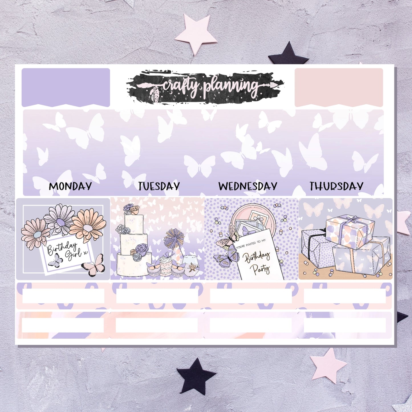 Butterfly Birthday - Monthly Vertical Planner Kit