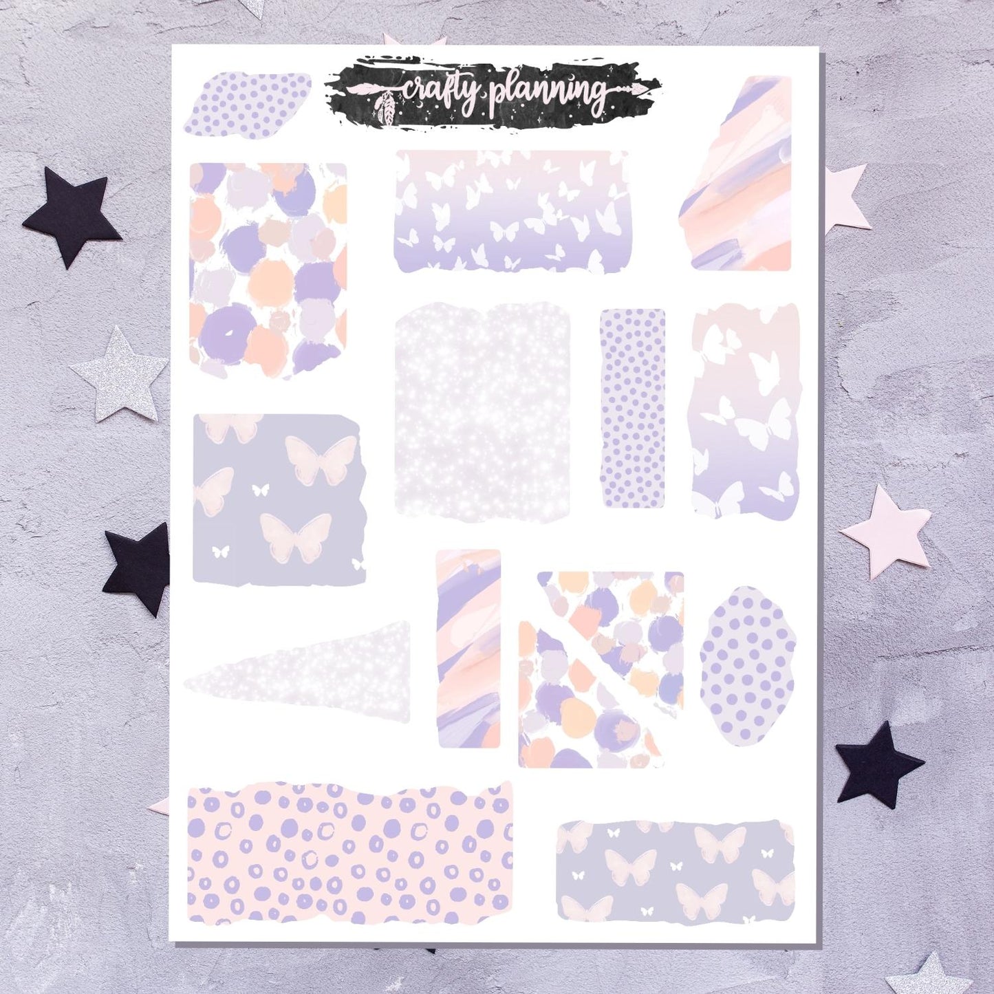 Butterfly Birthday - Torn Edge Stickers