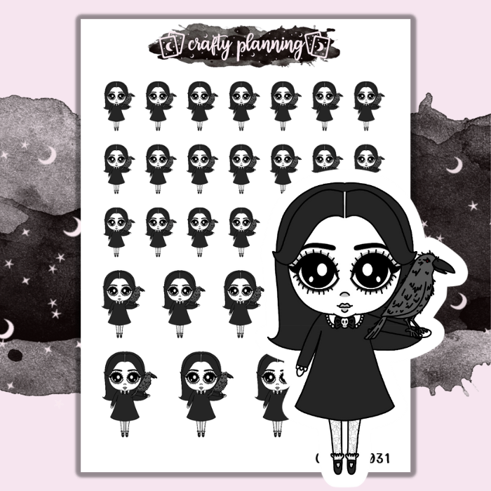 Crow Familiar - Dark Alice - Mini Sticker Sheet