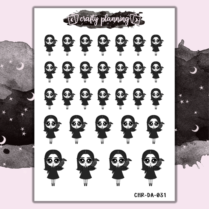 Crow Familiar - Dark Alice - Mini Sticker Sheet