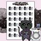 Laundry Goth Cat - Hand Drawn - Mini Sticker Sheet