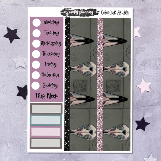 Celestial Skulls - A La Carte - Weekly Vertical Planner Kit