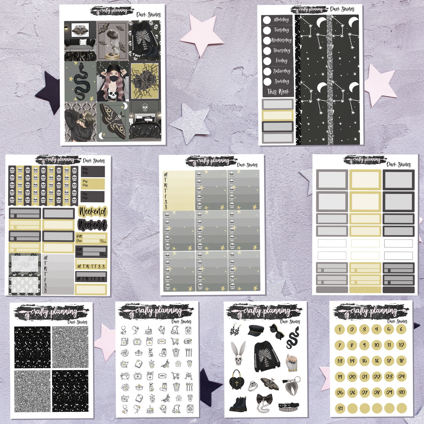 Dark Shines - A La Carte - Weekly Vertical Planner Kit