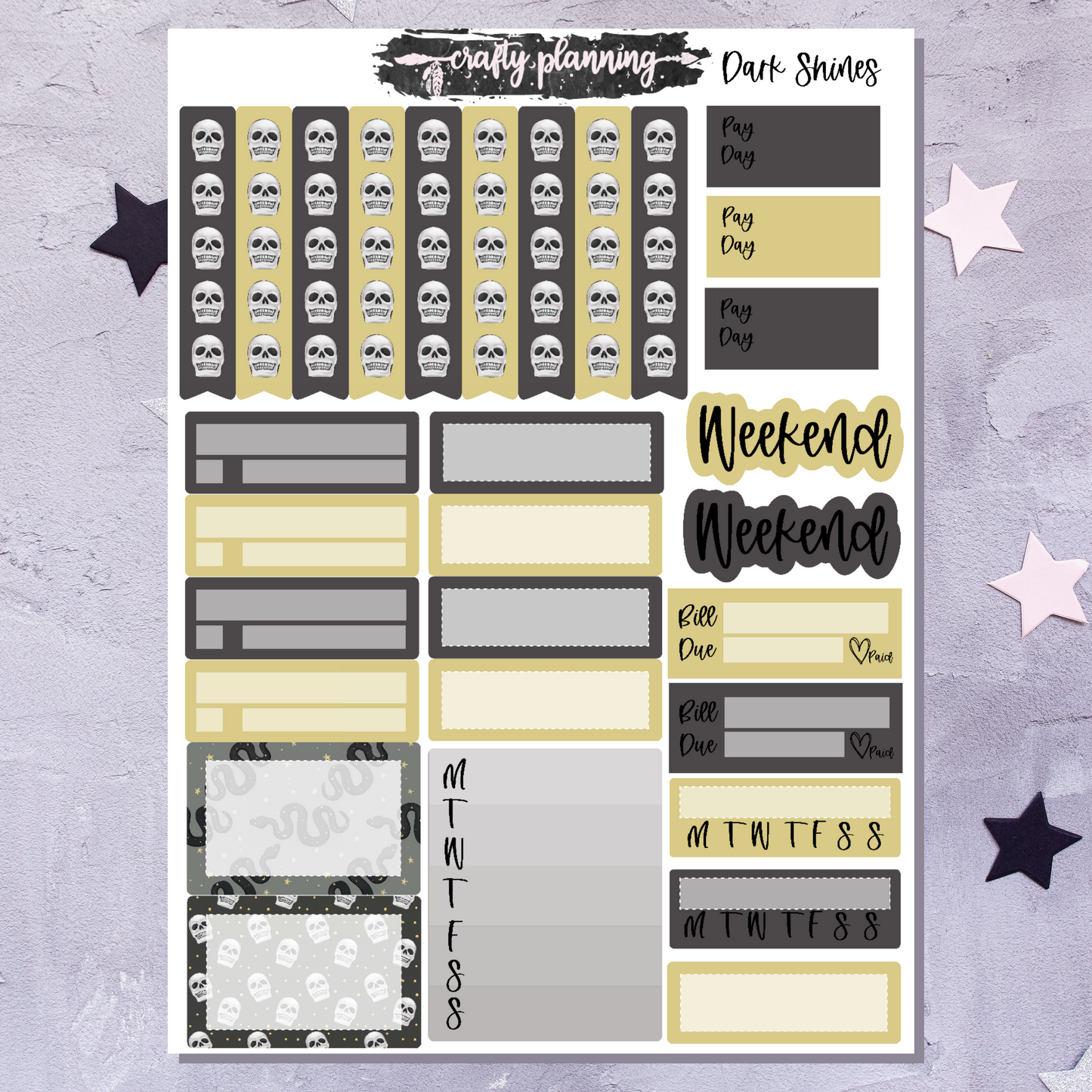 Dark Shines - A La Carte - Weekly Vertical Planner Kit