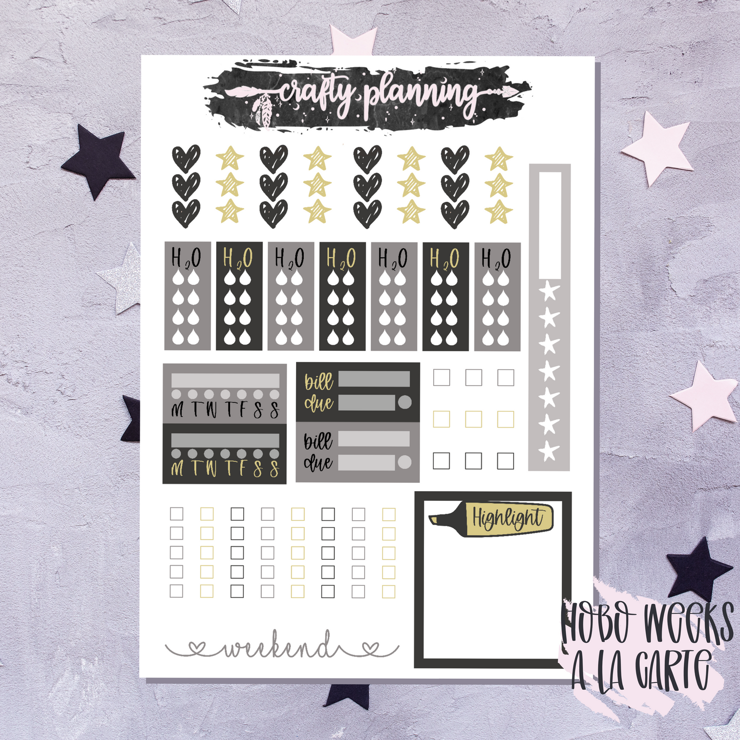 Hobonichi Weeks Kit, Planner Stickers, A La Carte, Hobo Weeks, Witchcraft Stickers, Gothic Stickers, Dark Shines