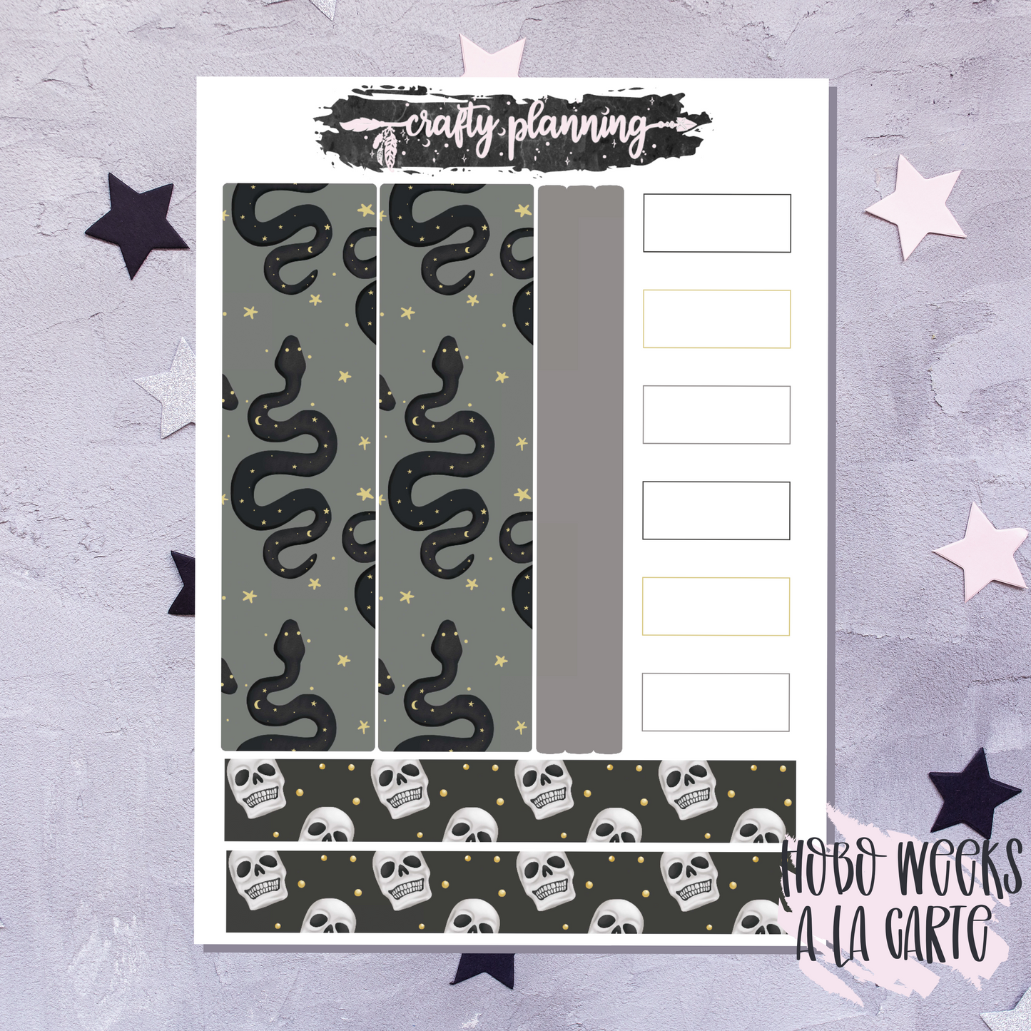 Hobonichi Weeks Kit, Planner Stickers, A La Carte, Hobo Weeks, Witchcraft Stickers, Gothic Stickers, Dark Shines