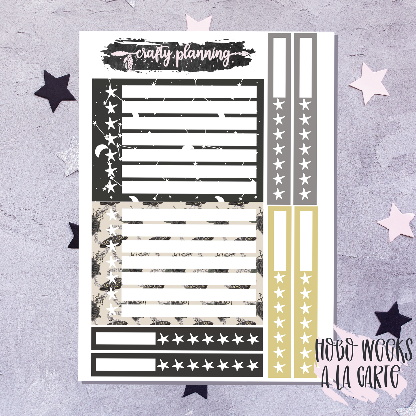 Hobonichi Weeks Kit, Planner Stickers, A La Carte, Hobo Weeks, Witchcraft Stickers, Gothic Stickers, Dark Shines