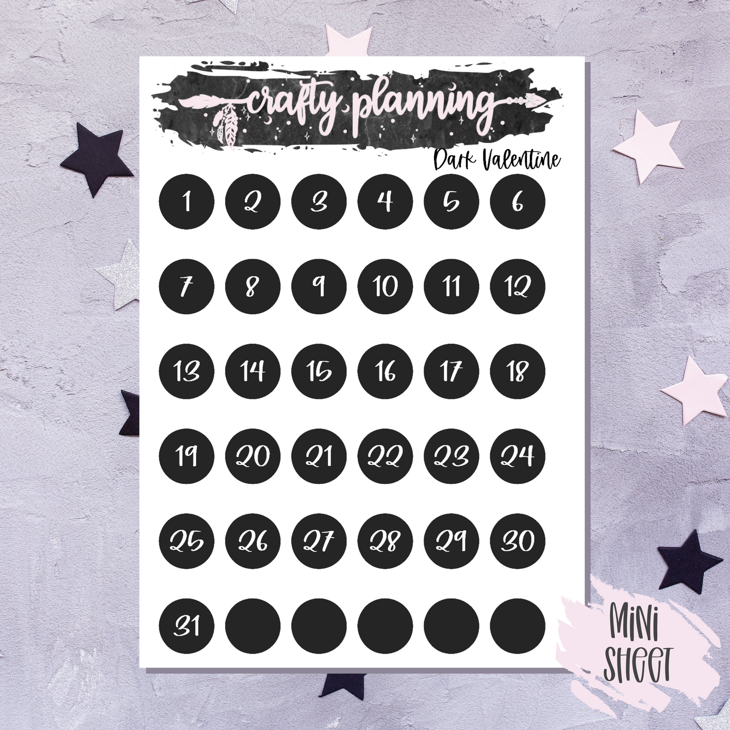 Dark Valentine - A La Carte - Weekly Vertical Planner Kit