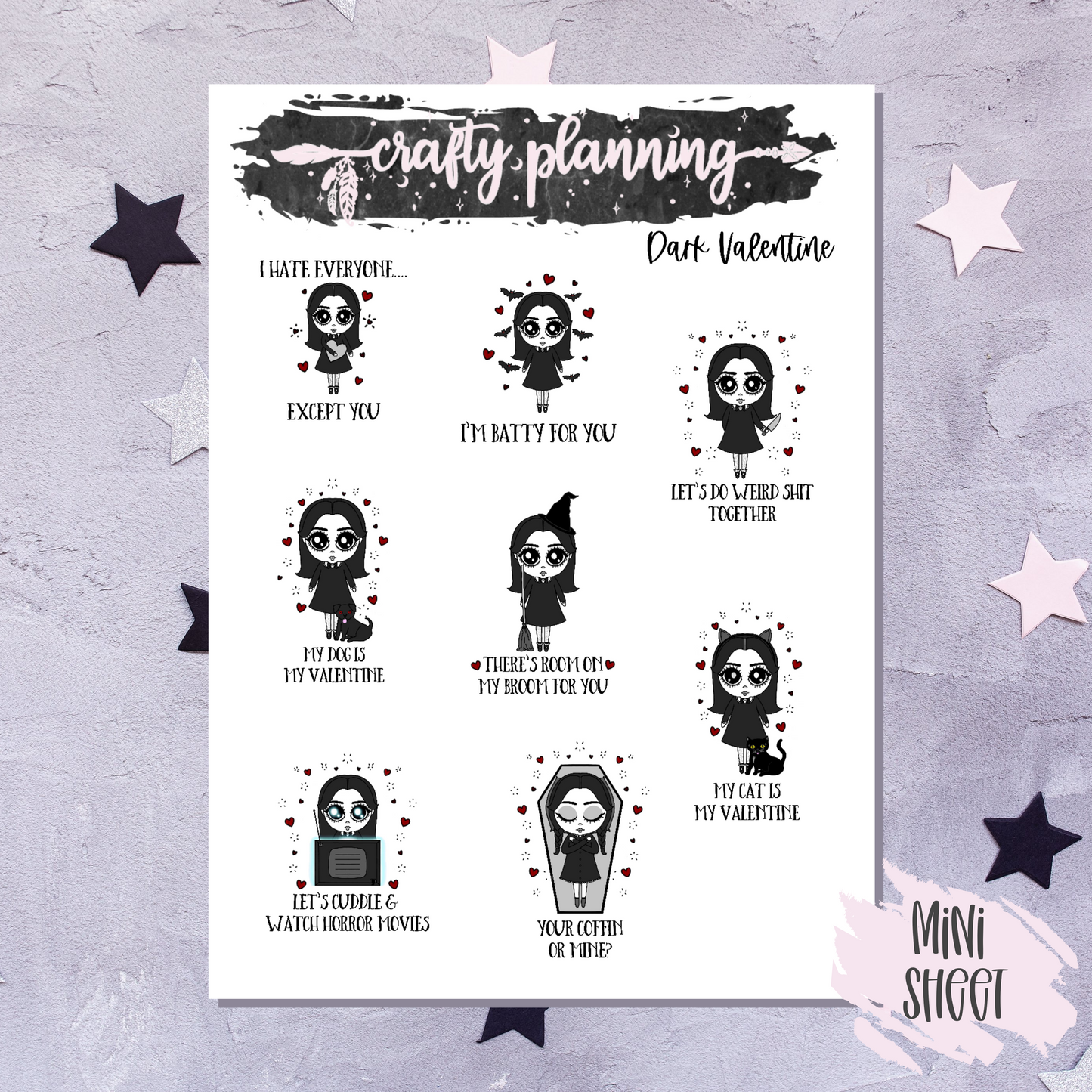 Dark Valentine - A La Carte - Weekly Vertical Planner Kit