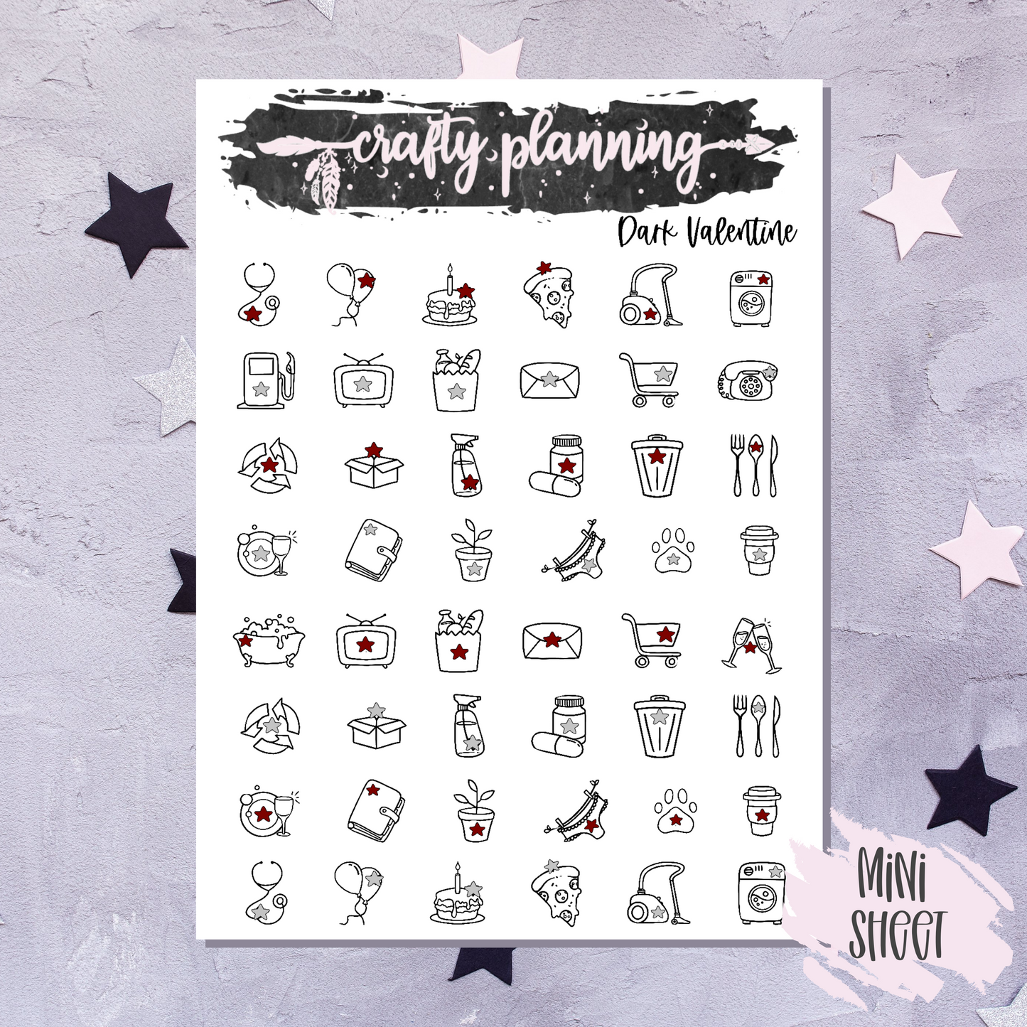 Dark Valentine - A La Carte - Weekly Vertical Planner Kit