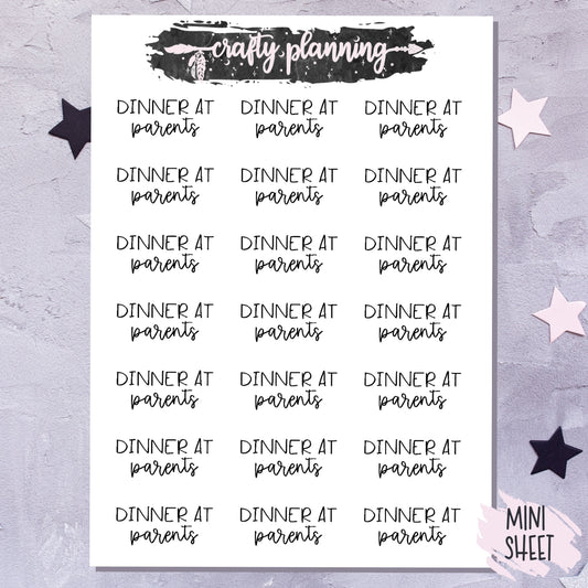 Dinner At Parents - Scripts - Mini Sticker Sheet
