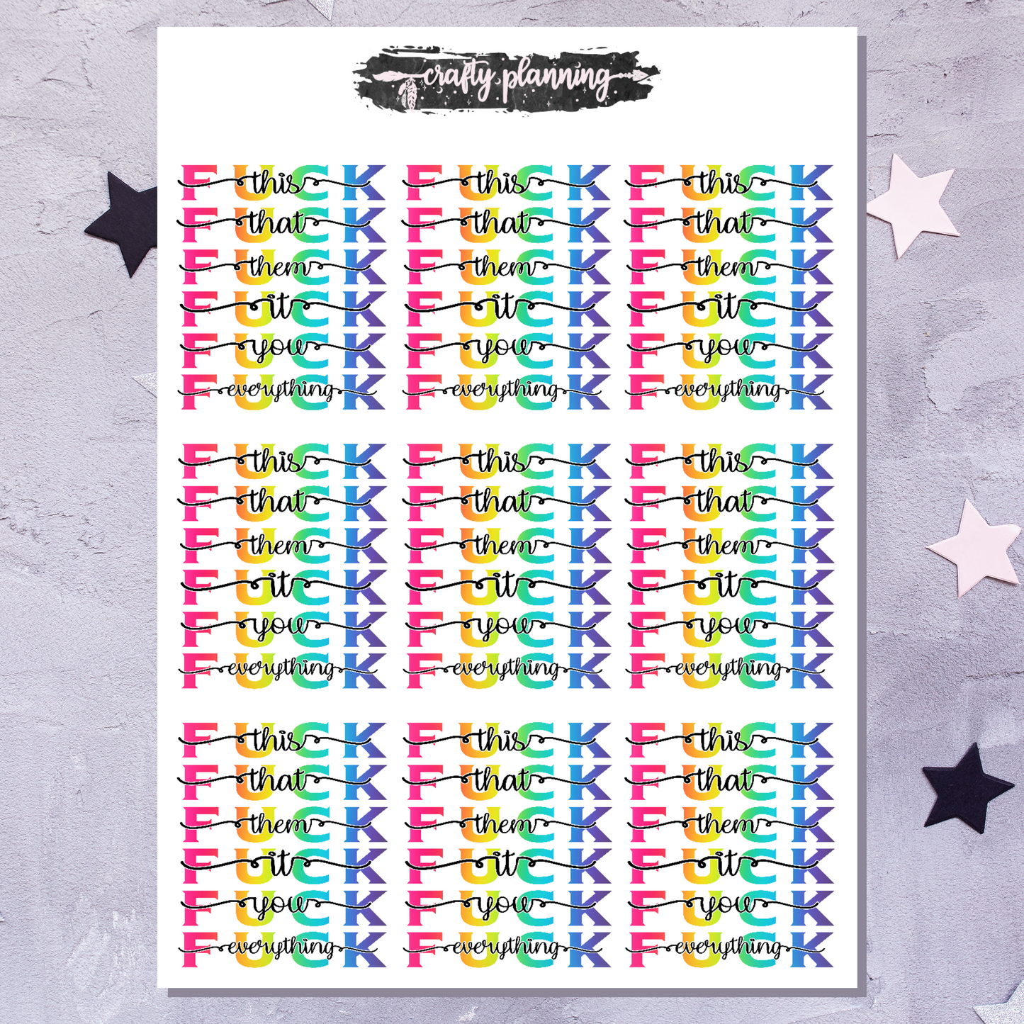 Swear Stickers, Fuck This Stickers, Swear Full Boxes, Planner Stickers, Vertical Full Boxes
