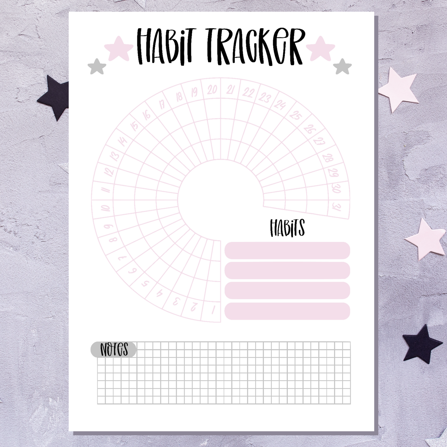 Habit Tracker - full page planner sticker for planner note pages and bullet journals
