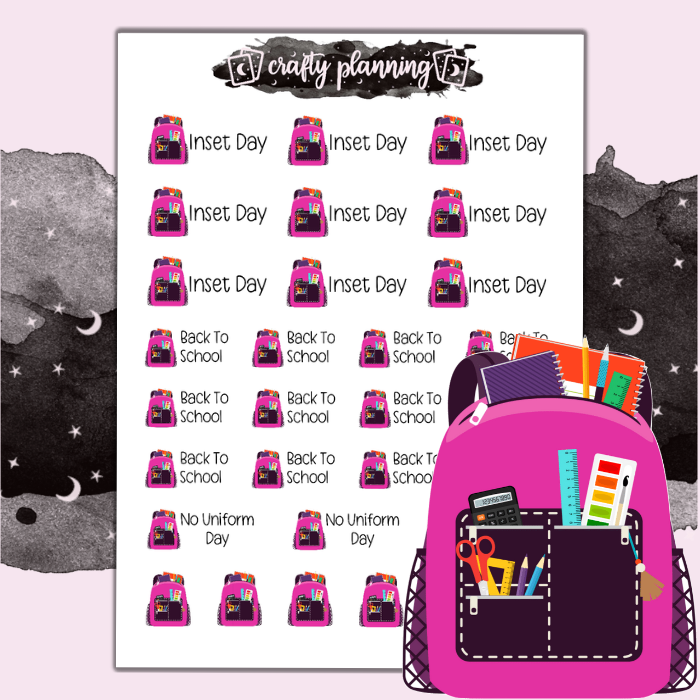Pink School Backpacks - Mini Sticker Sheet