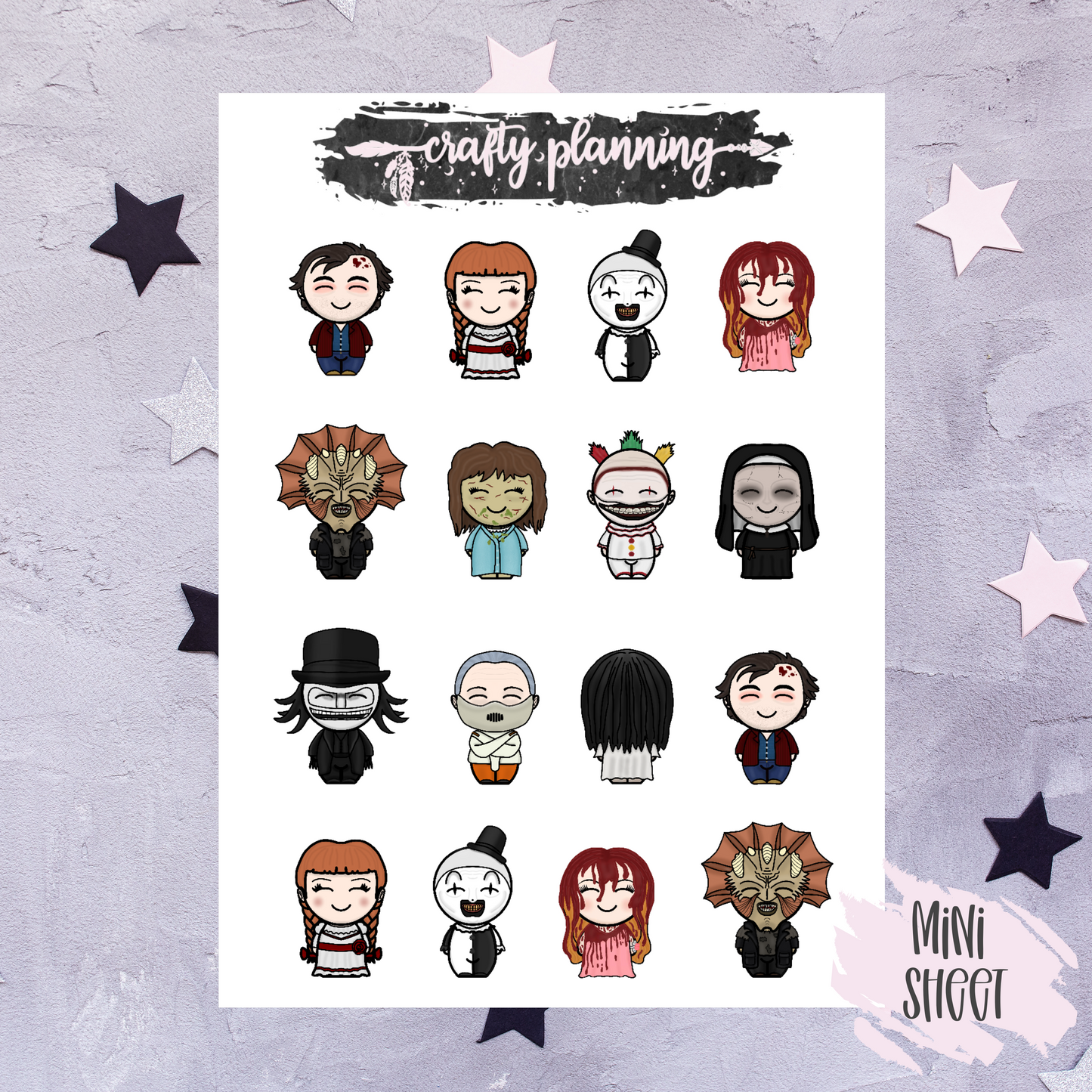 Horror Movie Stickers, Horror Characters, Movie Character, Scary Movie Stickers, Planner Stickers, Horror Film Stickers