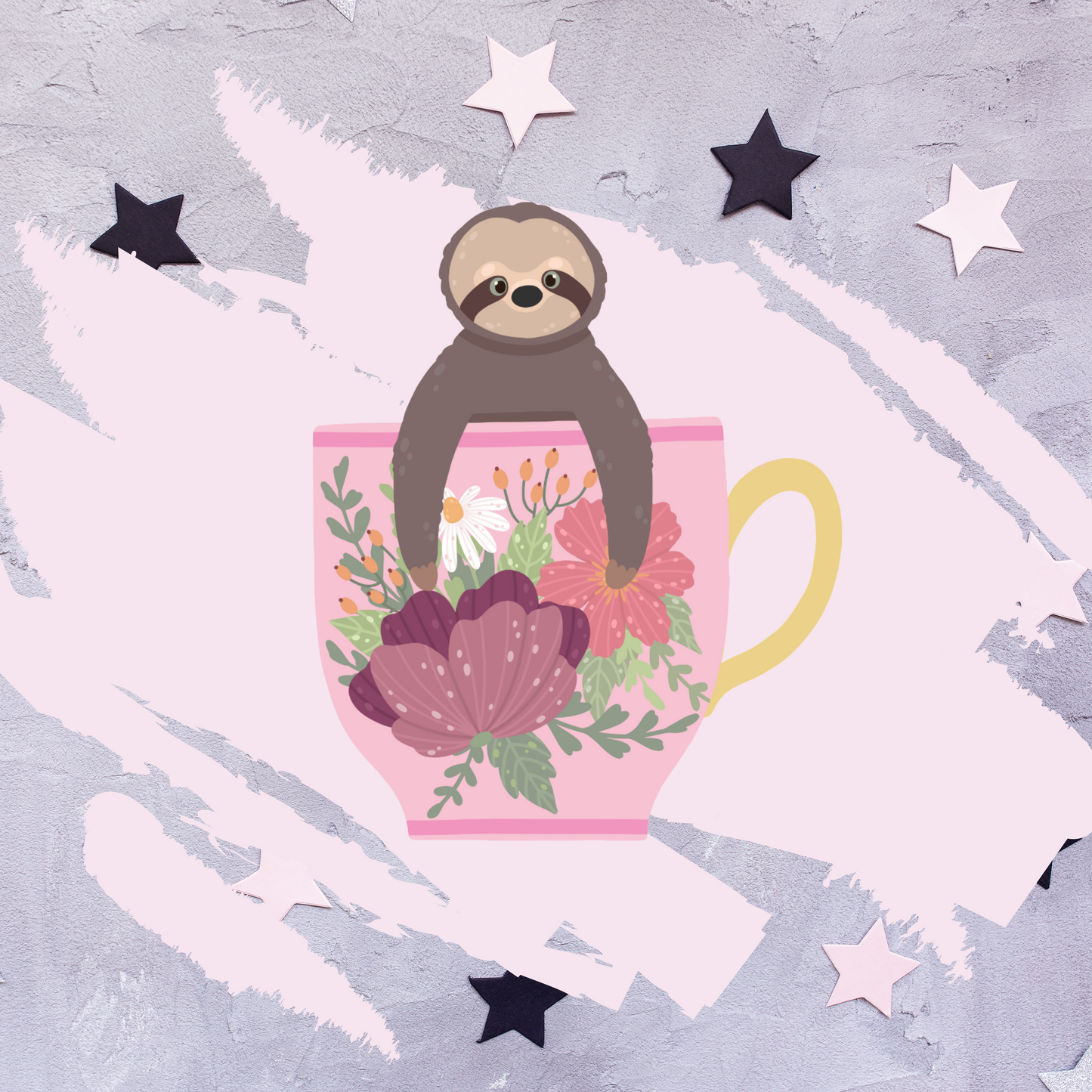Teacup Stickers, Tea Stickers, Sloth Stickers, Floral Stickers, Planner Stickers, Vintage Floral, Cup Stickers