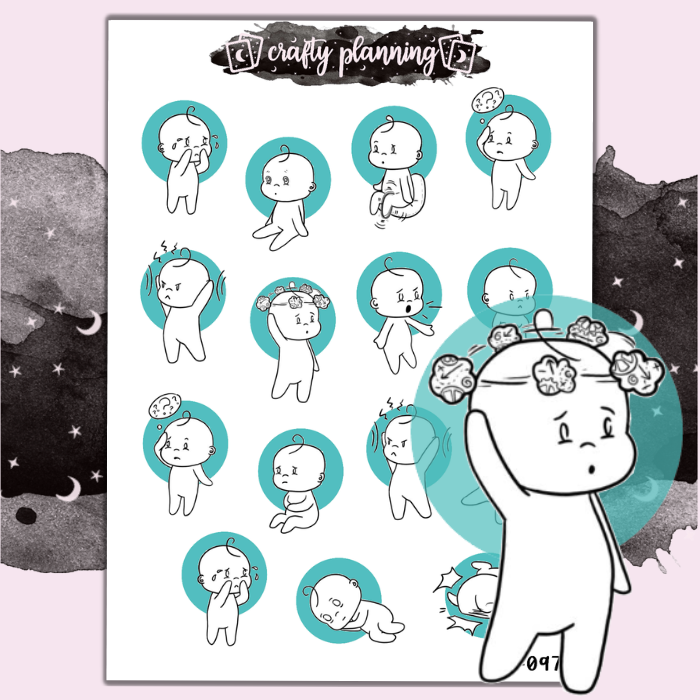 Anxiety symptoms and feelings - Mini sticker sheet