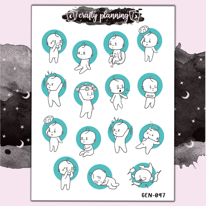 Anxiety symptoms and feelings - Mini sticker sheet