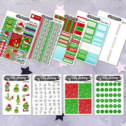 Green Xmas - A La Carte - Weekly Vertical Planner Kit