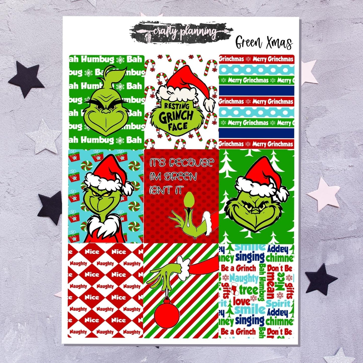 Green Xmas - A La Carte - Weekly Vertical Planner Kit