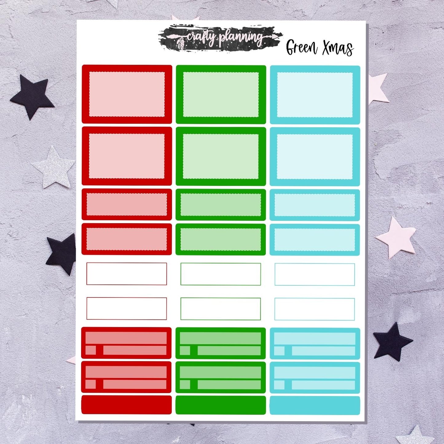 Green Xmas - A La Carte - Weekly Vertical Planner Kit