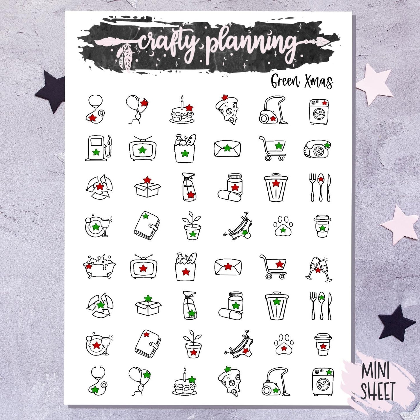 Green Xmas - A La Carte - Weekly Vertical Planner Kit