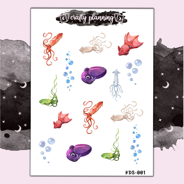 Squids - Kids Mini Sticker Sheet