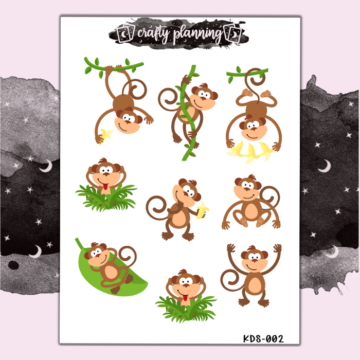 Monkeys - Kids Mini Sticker Sheet