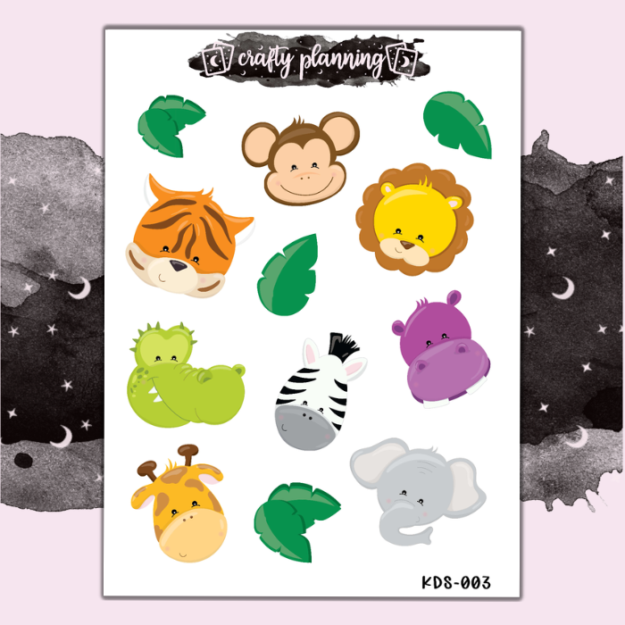 Jungle Animals - Kids Mini Sticker Sheet