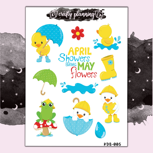 April Showers - Kids Mini Sticker Sheet