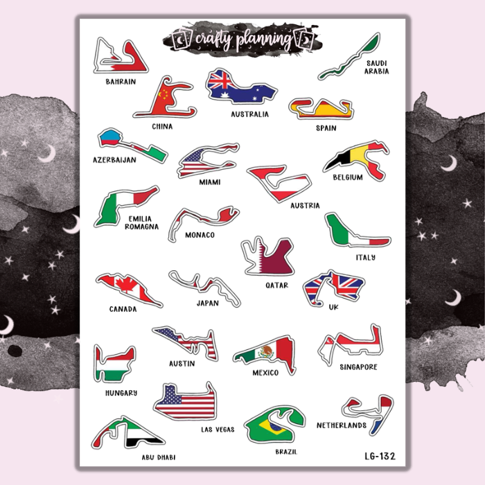 Formula One Tracks - Large Sticker Sheet