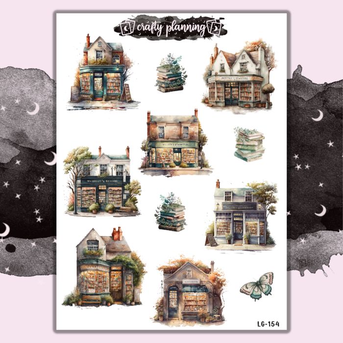 Bookstore Deco 2 Large Sticker Sheet Crafty Planning Shop