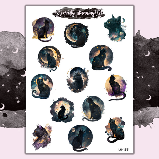 Celestial Black Cats - Large Sticker Sheet