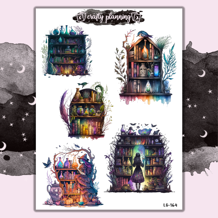 Witchy Bookshelves - Large Sticker Sheet