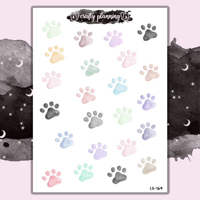 Watercolour Paw Prints - Large & Mini Sticker Sheet