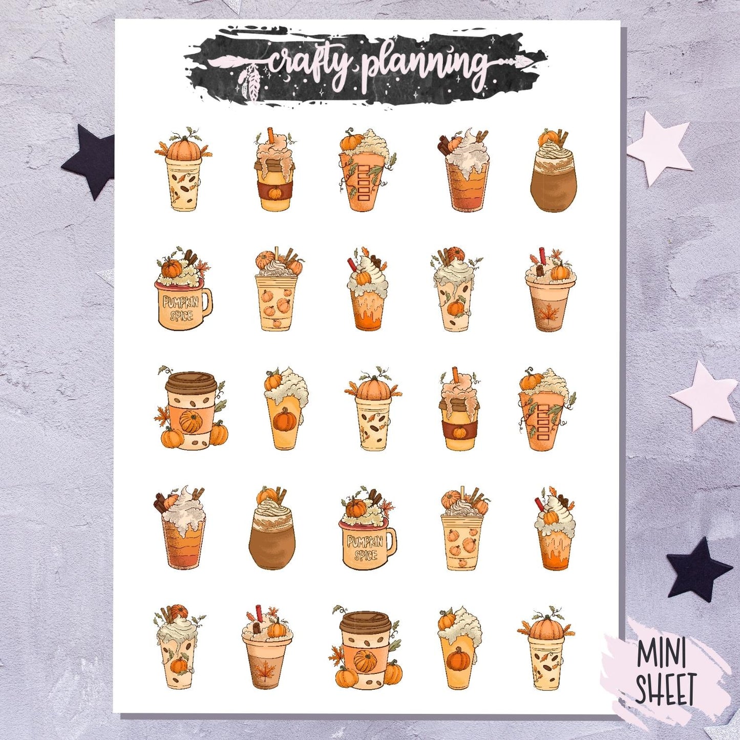 Pumpkin Spice Cups - Mini Sticker Sheet