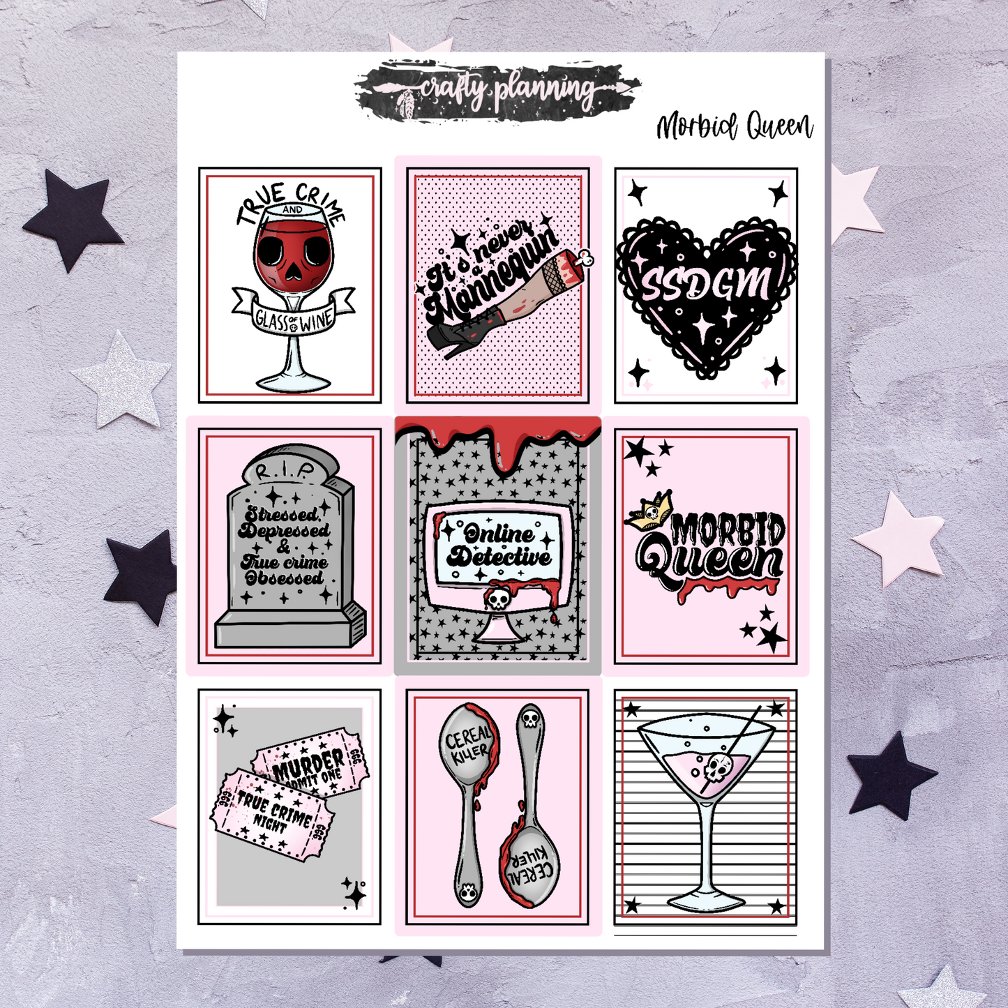 Morbid Queen - A La Carte - Weekly Vertical Planner Kit