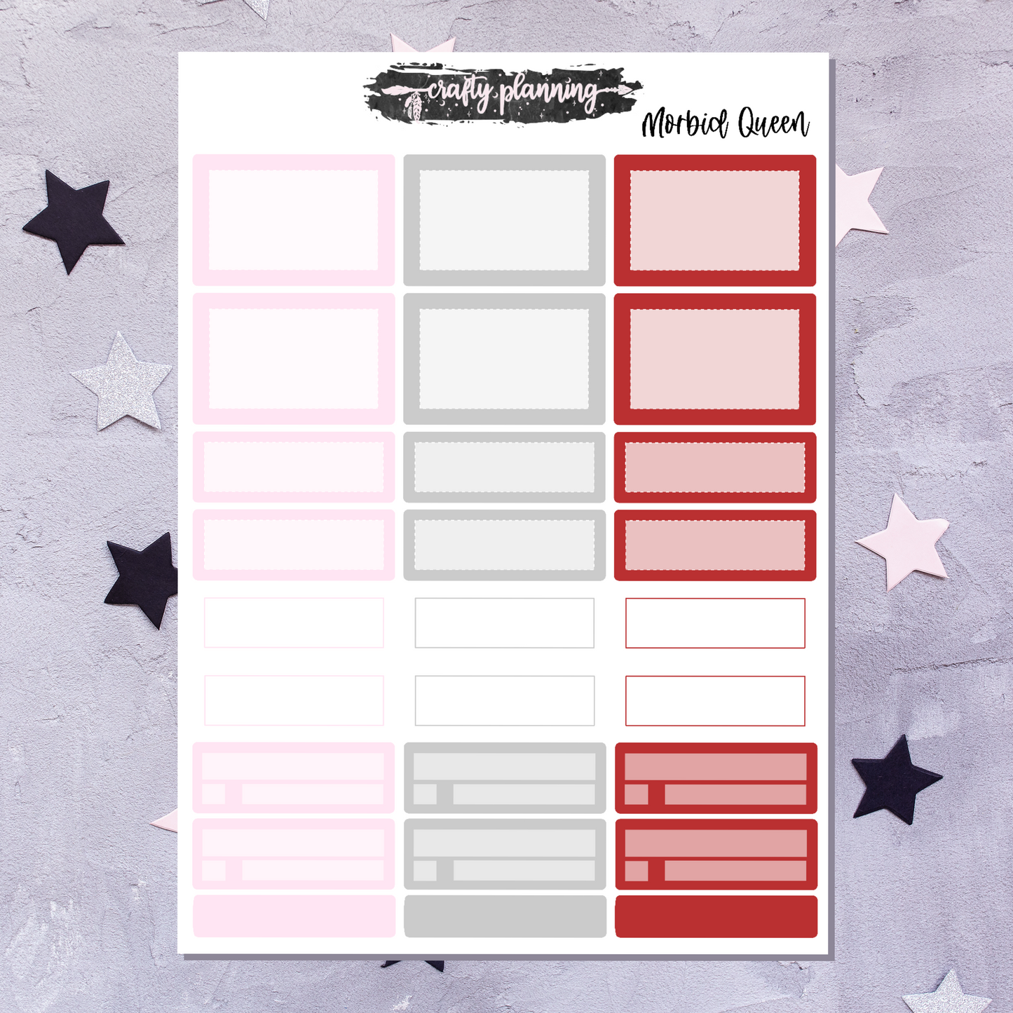 Morbid Queen - A La Carte - Weekly Vertical Planner Kit